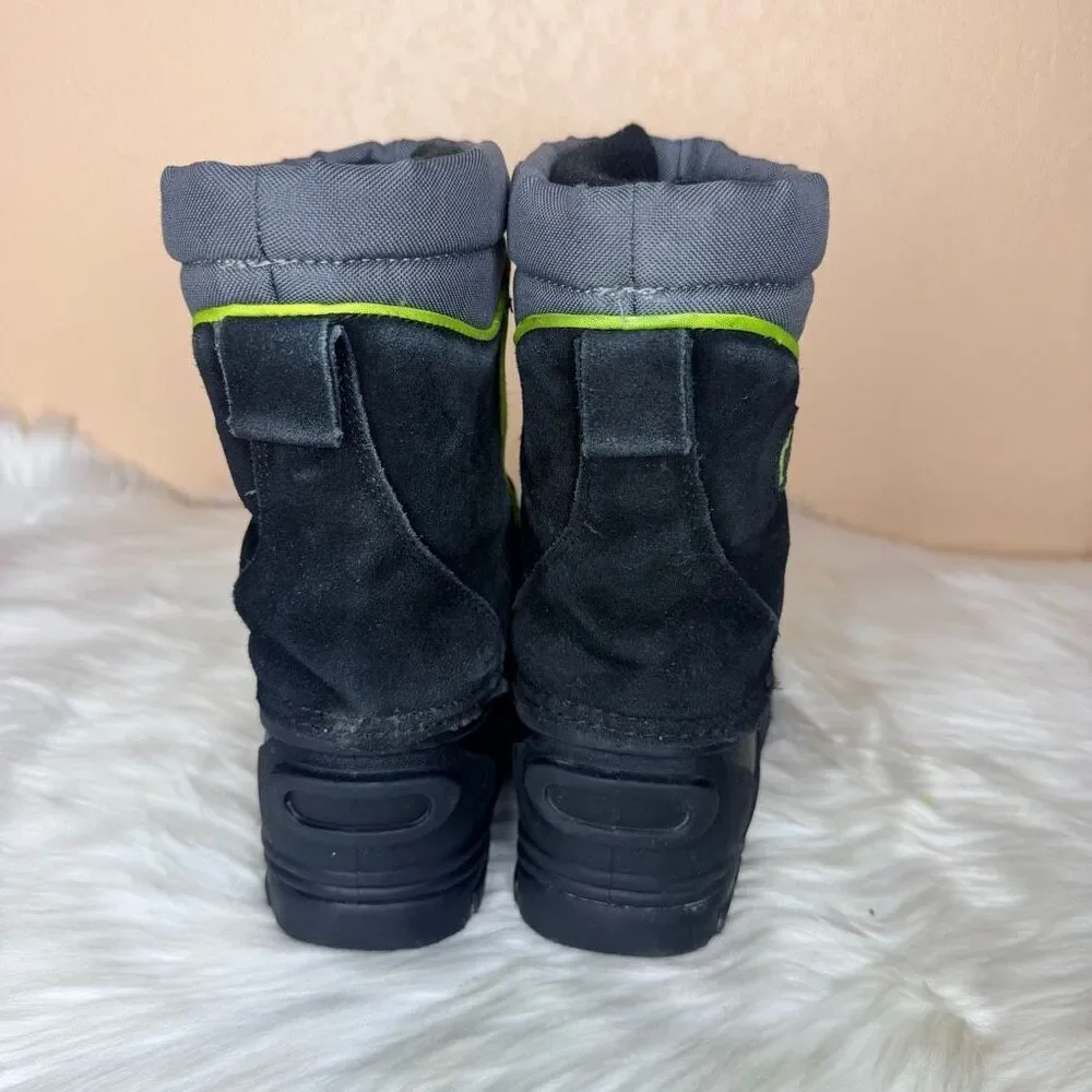 TOTES Big Kids Black Leather Duck Winter Snow Boots Size 6